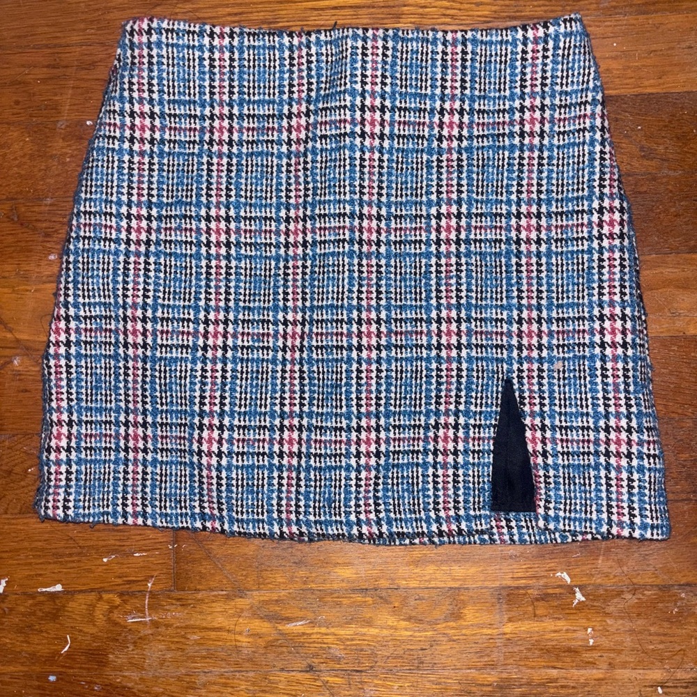 Forever 21 Pink and Blue Plaid Pencil Skirt
